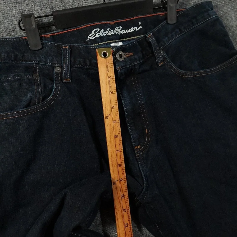 Eddie Bauer Relaxed Fit Jeans Mens 38x36 Blue Dark Flannel Lined Denim Pants